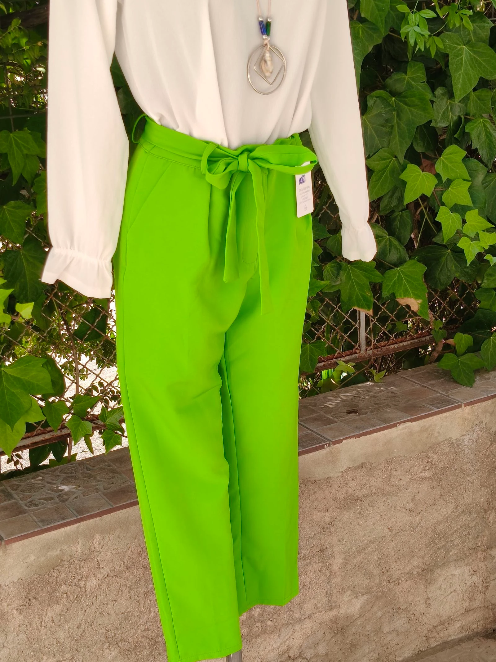 Lime green pants with waist tie – photo 2